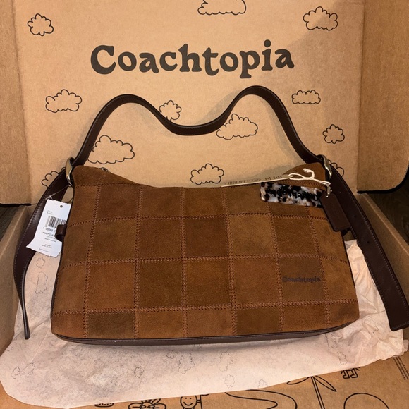 Coach Suede Patchwork Shoulder Bag in Brown